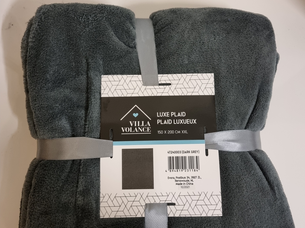 Luxe plaid deken DARK GREY