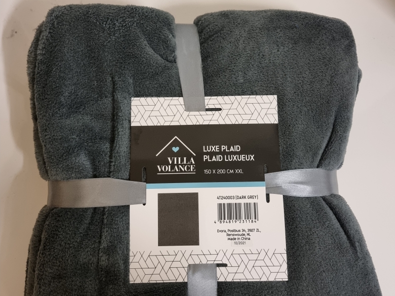 Luxe plaid deken DARK GREY